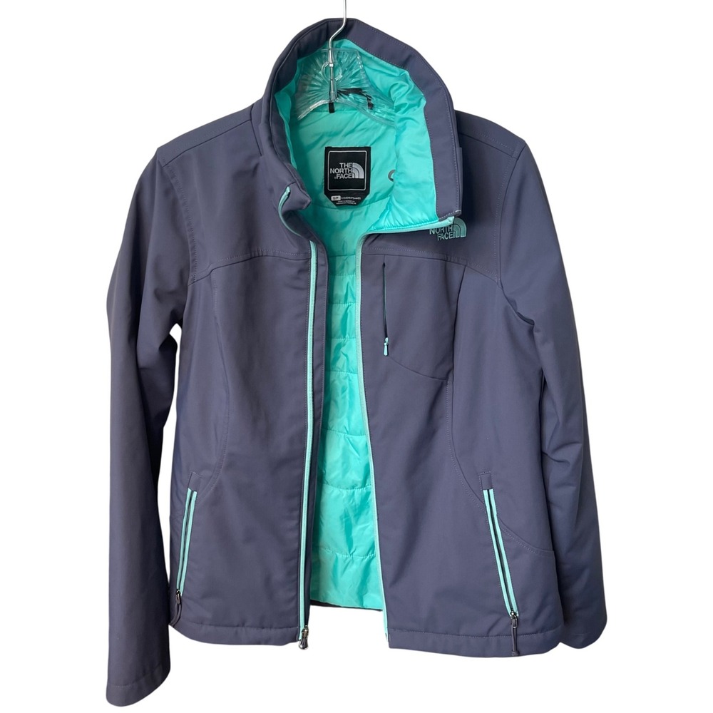The North Face Apex Softshell Jacket Women S Gray Teal Wind Water‎ Resistant - Picture 14 of 16